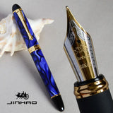 IRAURITA FOUNTAIN PEN JINHAO X450 DARK GREEN AND GOLDEN 18 KGP 0.7mm BROAD NIB FULL METAL BLUE RED 21 COLORS AND INK JINHAO 450