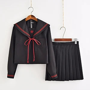 Dark Demon Japanese JK Sets School Uniform Girls Sakura Embroideried Autumn High School Women Novelty Sailor Suits Uniforms XXL