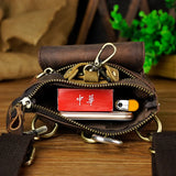 Original Leather Male Casual Design Mini Shoulder Messenger Crossbody bag Fashion Belt Waist bag Travel Small Pouch Men 611-18