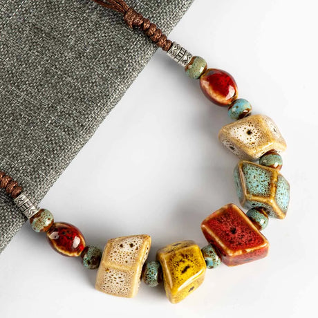 Colorful Irregular shape Ceramic Beads Neckalce artware Antique wholesale Necklaces & Pendants For women #FY567