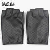 WarBLade Fashion Women Fingerless Gloves Breathable Soft Leather Gloves for Dance Party Show Women Black Half Finger Mittens