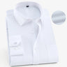 Mens Classic Standard-fit Long-sleeve Dress Shirt with Contrast Button-Front Placket Striped /twill Formal Business Basic Shirts