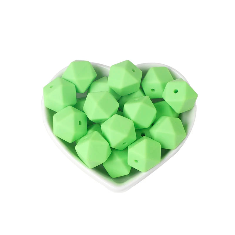 Joepada 100Pcs 14mm Hexagon Silicone Beads Food grade Baby Teething Beads DIY Baby Teething Necklace Accessories Baby Teether