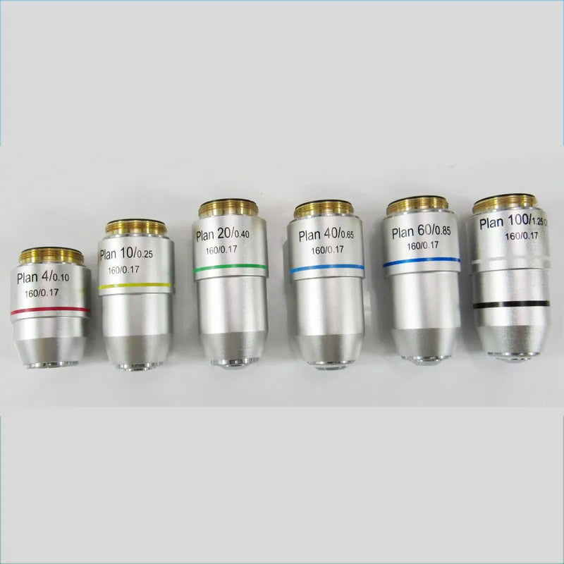 High Quality 4X 10X 20X 40X 60X 100X Plan Achromatic Microscope Objective Lens Biological Microscope Accessories Parts