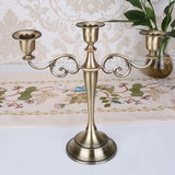 Silver Gold Black Bronze Metal Candlestick Holder Retro 3-Arm Dinner Candelabra Wedding Home Decor Candelabra