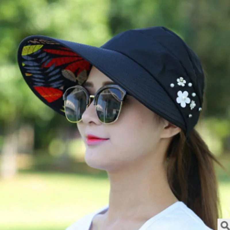 Summer Sun Hats Women Foldable UV Protection Sun Hat Visor Suncreen Floppy Cap Chapeau Femme Outdoor Beach Hat