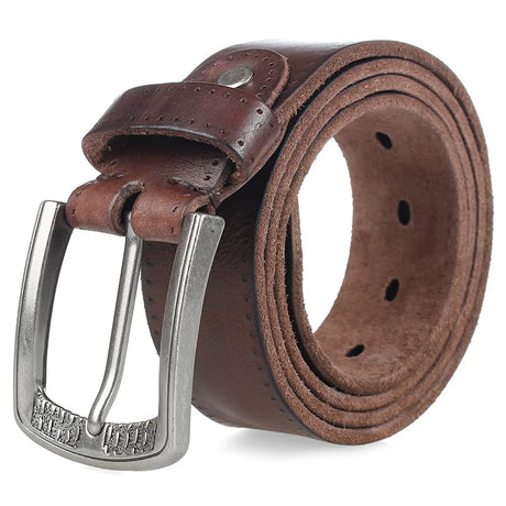 MEDYLA Men's Belt Natural Skin Cowhide Belt Vintage Alloy Pin Buckle Jeans Belts Strap Casual Leather Belt For Men DSW533