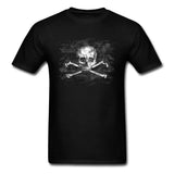 Old Skull T-shirt Men Black Crossbones T Shirt Popular Pirate Flag Print Clothes Summer Funky Streetwear Punk Skulls Tops Tees