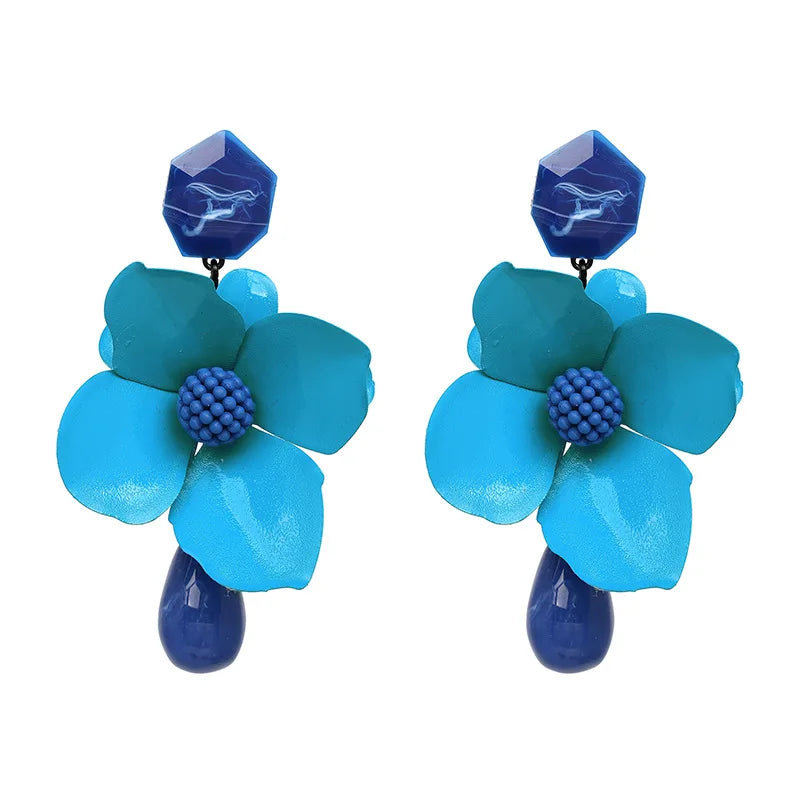 New Design Fashion Bohemin Flowers Drop Earrings Trendy Statement ZA Dangle Earrings For Women Brand Pendientes Jewelry Bijoux