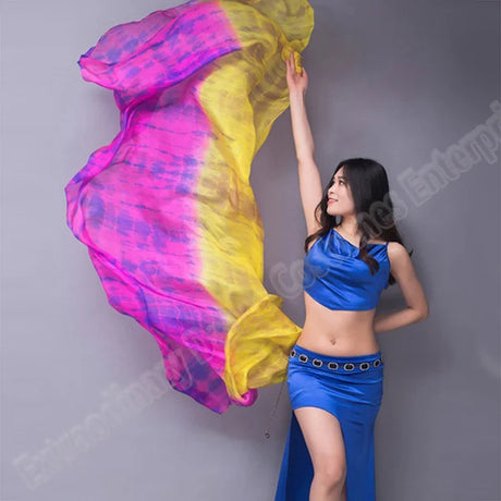 New 100% Veils Light Silk Belly Dance Hand Thrown Scarf Shawl Veil Silk 200cm 250cm 270cm Kids Adults Stage Performance 13 Color