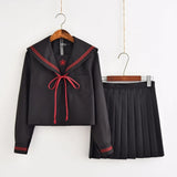 Dark Demon Japanese JK Sets School Uniform Girls Sakura Embroideried Autumn High School Women Novelty Sailor Suits Uniforms XXL