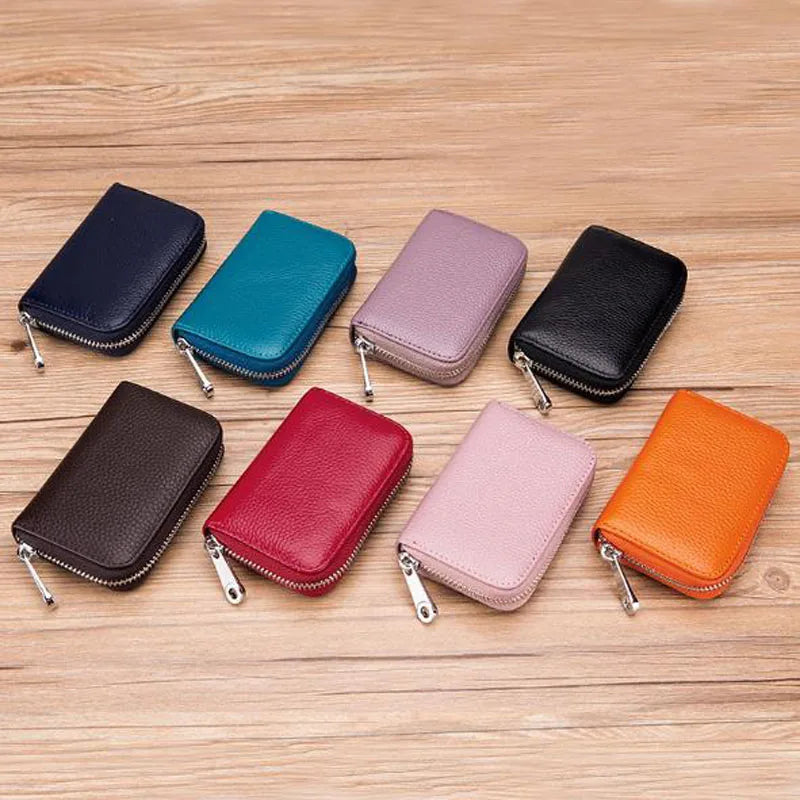 New Arrival Unisex Genuine Leather RFID Protection Credit Card Case Wallet For Man Ladies ID Card Holder Women's Purse