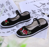 Chinese style cloth shoes women canvas shoes embroidered flower women flats shoes hibiscus square dance shoes ST350