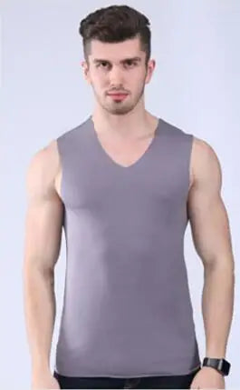 Summer Men Vest No trace of ice silk vest man slim Tight wide shoulder V-neck sleeveless undershirt men top tanks Cool breathabl