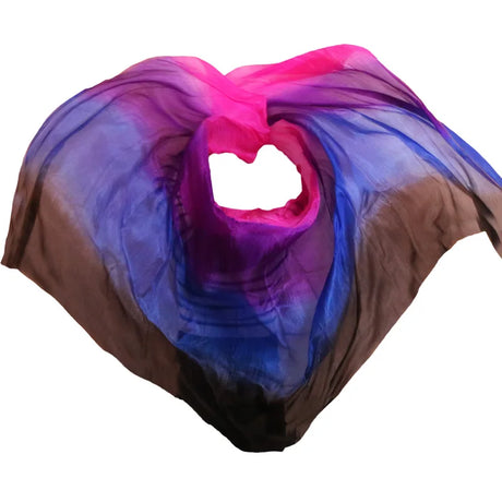 100% Silk Handmade Veils Belly Dance Performance Gradient Multi Color Silk Veil Belly Dance Accessories Kids Adults 5 Sizes