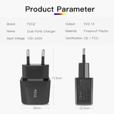 PZOZ Usb Charger Travel EU Plug 2a Fast Charging Adapter portable Dual Wall charger Mobile Phone cable For iphone Samsung xiaomi