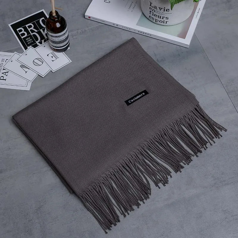 200*70cm High Quality Winter Cashmere Scarf Thicken Warm Pashmina Shawl Wrap Long Tassel Solid Acrylic Wool ShawlS Scarves YR001