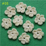 100 Colorfull Handmade Cotton Crochet Flowers, quilt scrapbooking DIY 3D craft knitted fabric flower applique clothes decoration