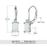 Geometric 925 Sterling Silver Hoop Earrings Rectangular Created White Fire Opal Earrings Fine Jewelry Accessories (Lam Hub Fong)