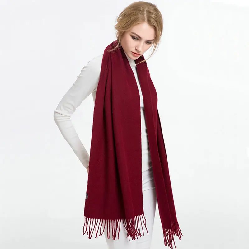 200*70cm High Quality Winter Cashmere Scarf Thicken Warm Pashmina Shawl Wrap Long Tassel Solid Acrylic Wool ShawlS Scarves YR001