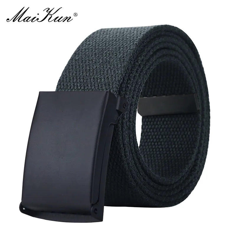 MaiKun Belt Canvas Men’s Belts Metal Slider Buckle Belts For Men Male Military Tactical Strap for Pants Jeans