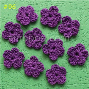 100 Colorfull Handmade Cotton Crochet Flowers, quilt scrapbooking DIY 3D craft knitted fabric flower applique clothes decoration