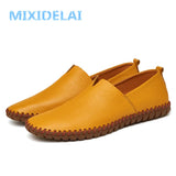 MIXIDELAI Genuine Cow Leather Mens Loafers Fashion Handmade Moccasins Soft Leather Blue Slip On Men's Boat Shoe PLUS SIZE 38~48