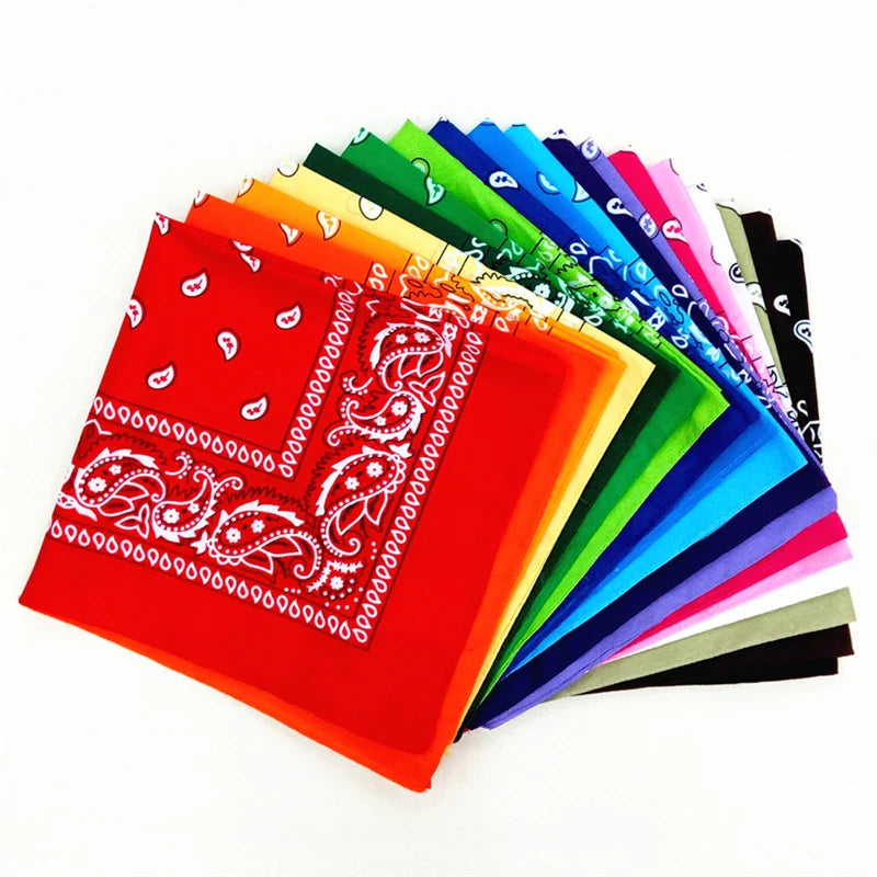 12pcs Polyester Cotton Cashew Flower Hip-hop Bandanas For Women Pocket Square Head Neck Scarf Wristband Handkerchief Men