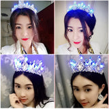 LED Light Crystal Crown Tiaras for Bride Women Crowns Hair Accessories Jewelry Wedding Bridal Queen Princess Tiara For Girls