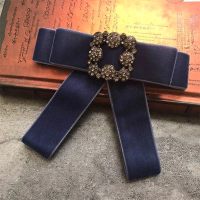 free shipping fashion Female woman 2017Korean black velvet handmade retro square diamond bow brooch cute lady corsage decorative