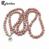 Ruberthen On Sale New Women`s Yoga Bracelet 108 Mala Rhodonite Balance Bracelet Simple Design Healing Spiritual Gift