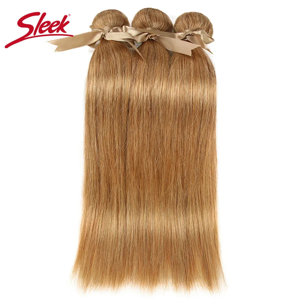 Sleek Honey Blonde 27 Color Mink Brazilian Natural Remy Straight Hair Weave Bundles 8 To 26 Inches Hair Extension