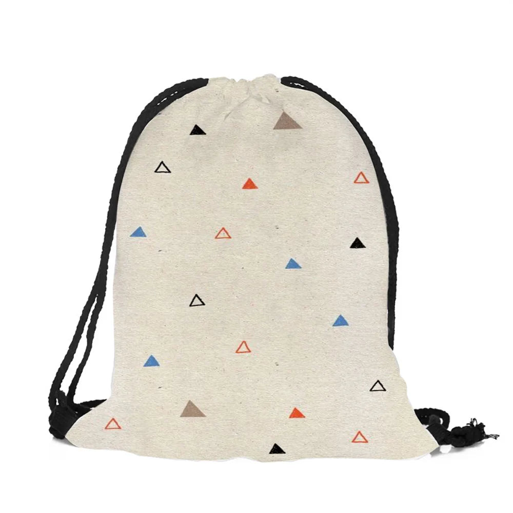 Simple Style Geometric Pattern Artistic Leaf Print Drawstring Bag Casual Practical Polyester String Backpack Outdoor Package