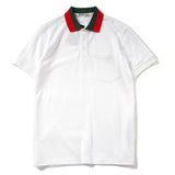 High New Novelty 2023 Embroidered Green Red stripe Collar Fashion Casual Polo Shirts Shirt Skateboard Cotton Polos Top Tee L25