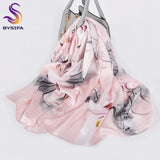 [BYSIFA] New Luxury Pure Silk Scarf Shawl Women Spring Autumn Long Scarves Ladies Brand 100% Silk Neck Scarf Foulard 175*52cm