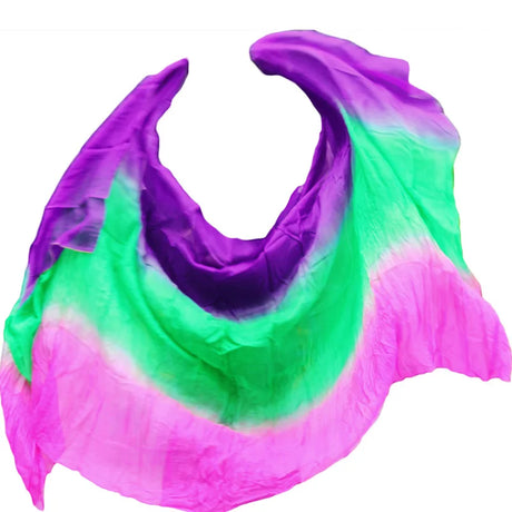 100% Silk Handmade Veils Belly Dance Performance Gradient Multi Color Silk Veil Belly Dance Accessories Kids Adults 5 Sizes