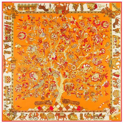 LESIDA Pure Silk Scarf Women Large Shawls Stoles Tree Print Square Scarves Echarpes Foulards Femme Wrap Bandanas 130*130CM 1303