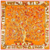 LESIDA Pure Silk Scarf Women Large Shawls Stoles Tree Print Square Scarves Echarpes Foulards Femme Wrap Bandanas 130*130CM 1303