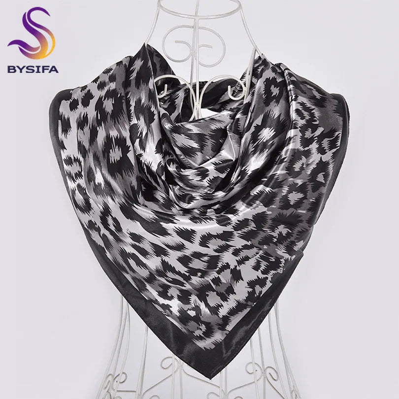 Spring And Autumn Female Satin Scarf,Big Square Scarves Hijabs Printed,Women Scarf,Purple Polyester Silk Scarf Shawl 90*90cm