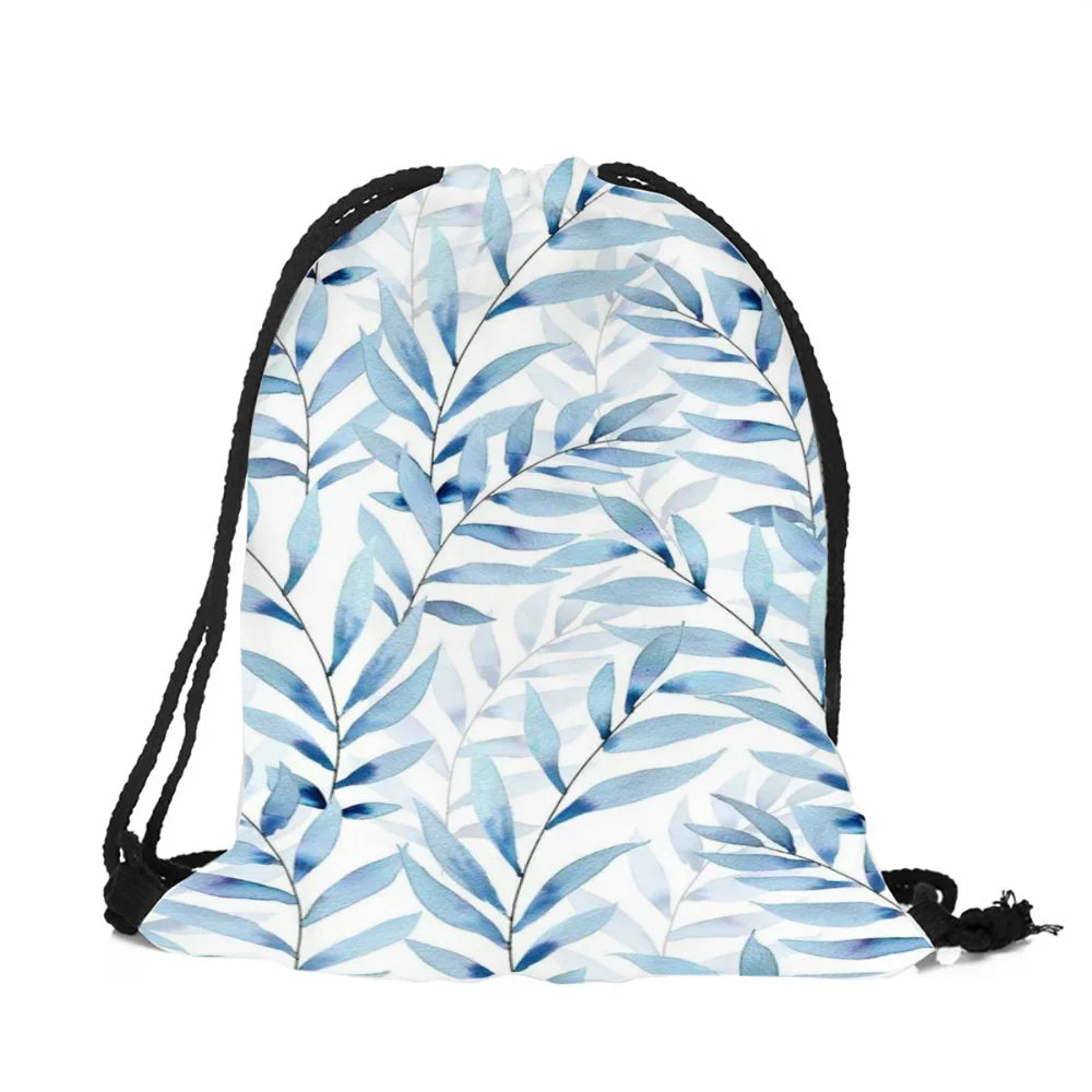 Simple Style Geometric Pattern Artistic Leaf Print Drawstring Bag Casual Practical Polyester String Backpack Outdoor Package