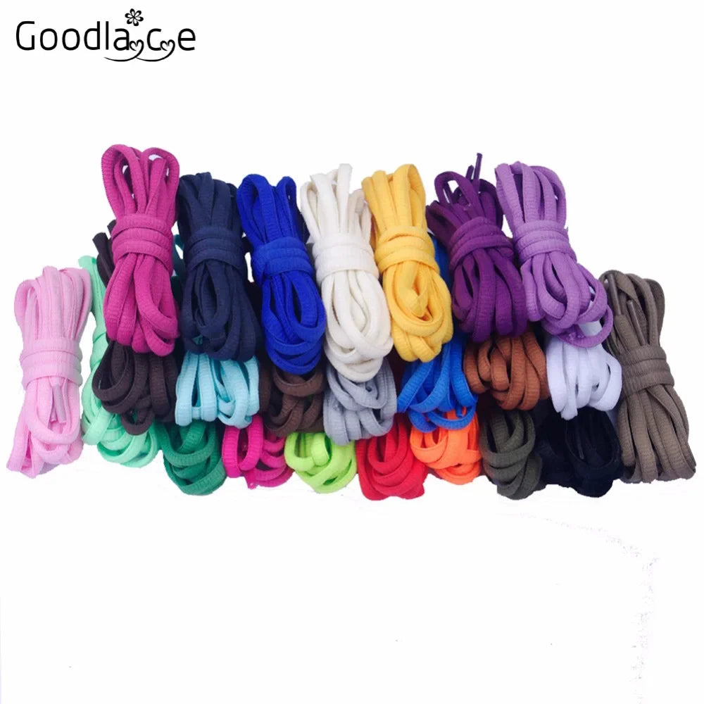 Wholesale 50 Pairs of Oval Flat Shoelaces Shoe Ropes Polyester Shoe Lace For Sneakers 80cm/100cm/120cm/140cm/160cm