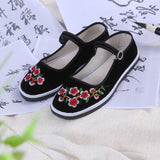 Chinese style cloth shoes women canvas shoes embroidered flower women flats shoes hibiscus square dance shoes ST350