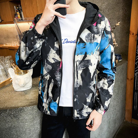 Windbreaker Jackets Men 2020 Causal Men Zipper Lightweight Jackets Both Side Wear Hooded Jackets Coats Male Jaqueta Masculina