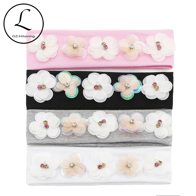 GZHilovingL 2018 Baby Girls Kids Soft Cotton Floral Headbands Headwear Spring Summer Child Hair band Accessories Photography