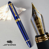 IRAURITA FOUNTAIN PEN JINHAO X450 DARK GREEN AND GOLDEN 18 KGP 0.7mm BROAD NIB FULL METAL BLUE RED 21 COLORS AND INK JINHAO 450