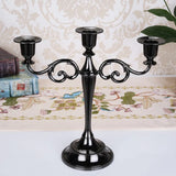 Silver Gold Black Bronze Metal Candlestick Holder Retro 3-Arm Dinner Candelabra Wedding Home Decor Candelabra