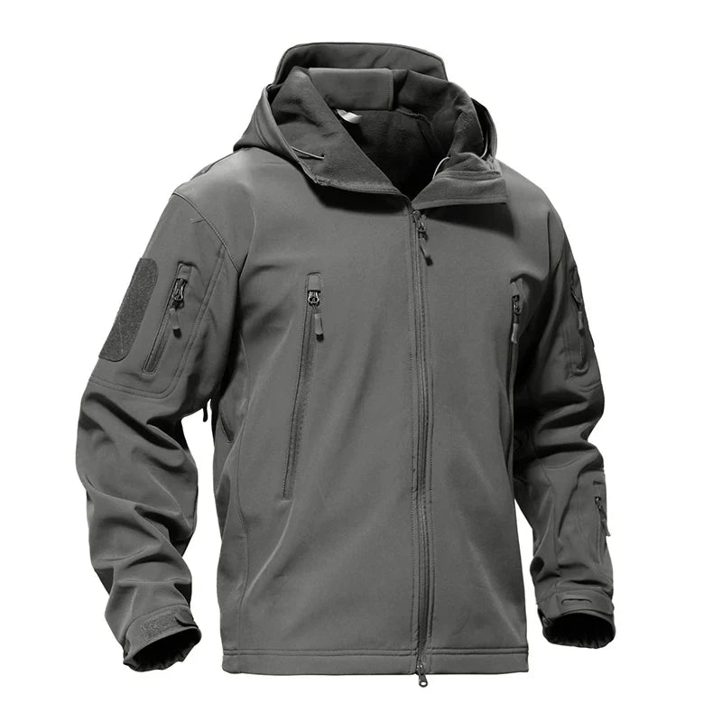 TACVASEN Winter Waterproof Fleece Lined Jackets Men's Safari Softshell Jackets Outdoor Hooded Coats Windproof Warm Windbreaker