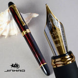 IRAURITA FOUNTAIN PEN JINHAO X450 DARK GREEN AND GOLDEN 18 KGP 0.7mm BROAD NIB FULL METAL BLUE RED 21 COLORS AND INK JINHAO 450