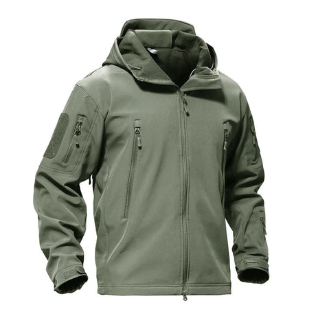 TACVASEN Winter Waterproof Fleece Lined Jackets Men's Safari Softshell Jackets Outdoor Hooded Coats Windproof Warm Windbreaker