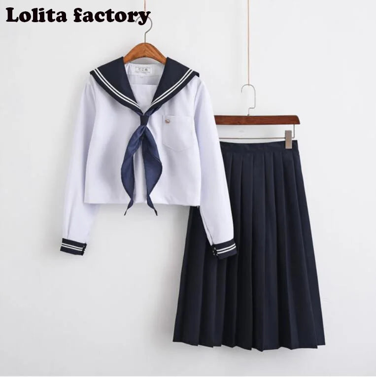 Japanese/Korean Sailor Suit Cosplay Costumes School Uniforms Cute Girls JK Student Clothing Top+Skirts LOLITA COSPLAY JKN2101